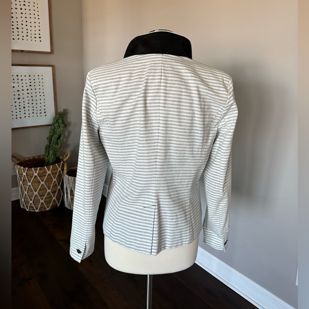 Merona Target Blazer Stripe Cotton Preppy Casual/Business Workwear White/Grey 14 - Picture 4 of 14